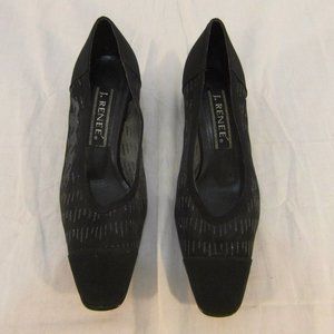 ADULT WOMEN'S J. RENEE BLACK SLIP ON SEE THROUGH DRESS HEELS WORK SHOES NM31708